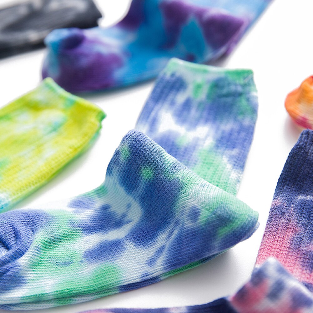 Short Socks Men Women Tie Dye Socks Colorful Cool Crew Socks Funny Hipster Skatebord Ankle Female Sox