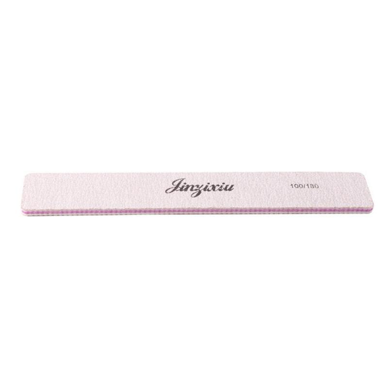 1Pcs Dubbelzijdig Polijsten Nagelvijl 100/180 Grit Roze Nagelvijl Vijf Vormen Pedicure Manicure Polijsten Gereedschap