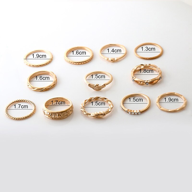 LOVR Jahrgang Gold Ringe Für Frauen Bohemien Ethnischen retro Kristall Blume Blätter Hohl Ring einstellen Knöchel Modeschmuck: Produkt 1