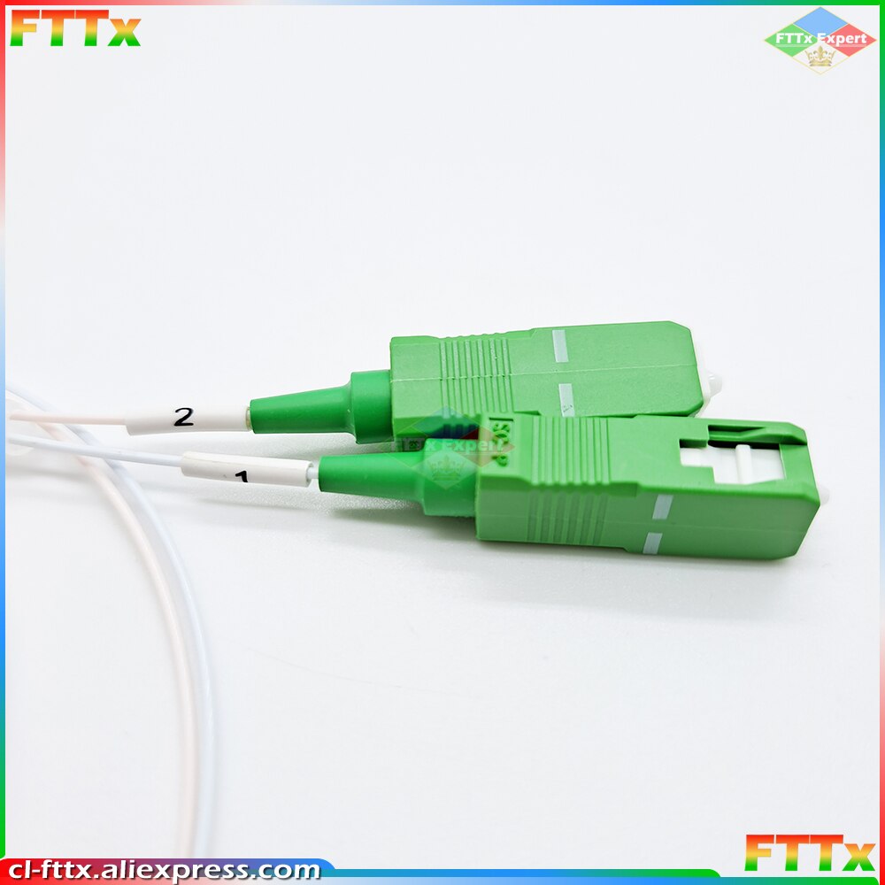 5pcs/lot Fiber Optical PLC Splitter SC 1 : 2 Mini steel tube type 1x2 0.9mm Fiber Opitc Splitter SC/APC Connector