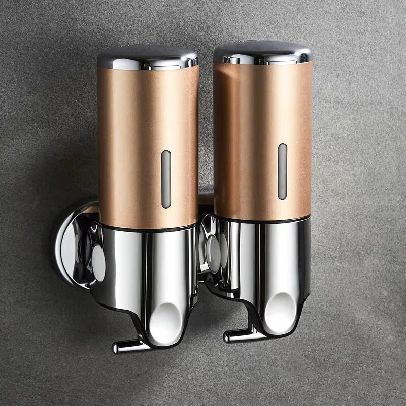 Badkamer Schuim Zeepdispenser Handdesinfecterend Houder Wall Mount Zeep Shampoo Head Vloeibare Douche Dispenser Voor Badkamer Accessoires: 2 Gold