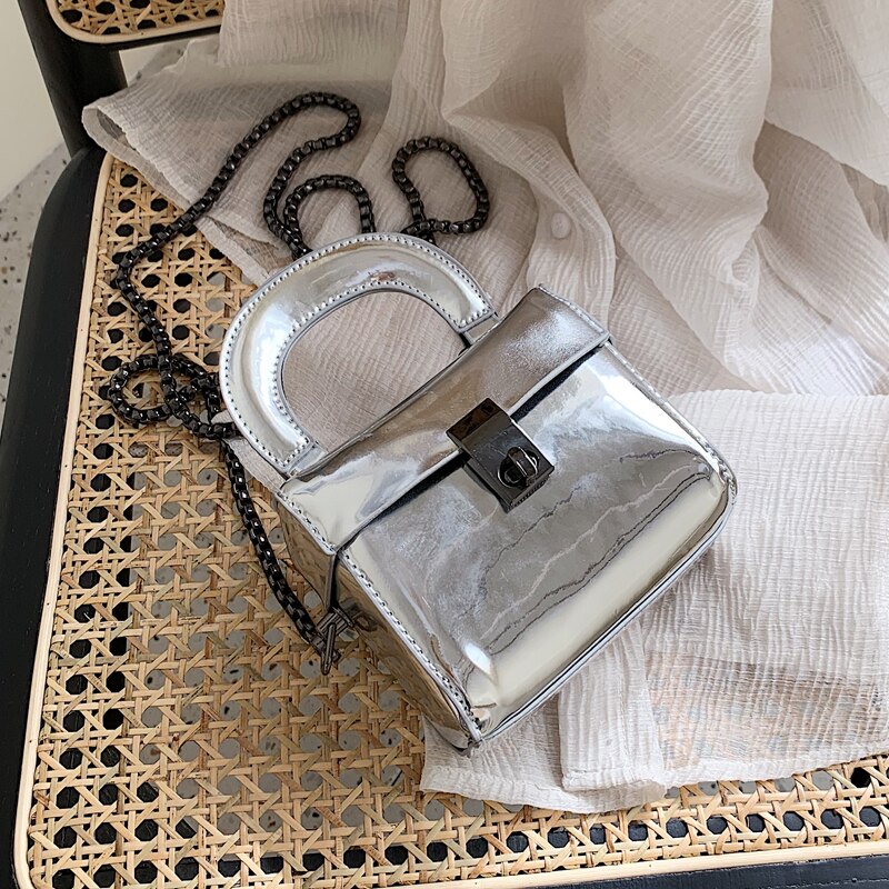 Spiegel vierkante tas hoge lakleren dames handtas slot ketting schoudertas messenger bag