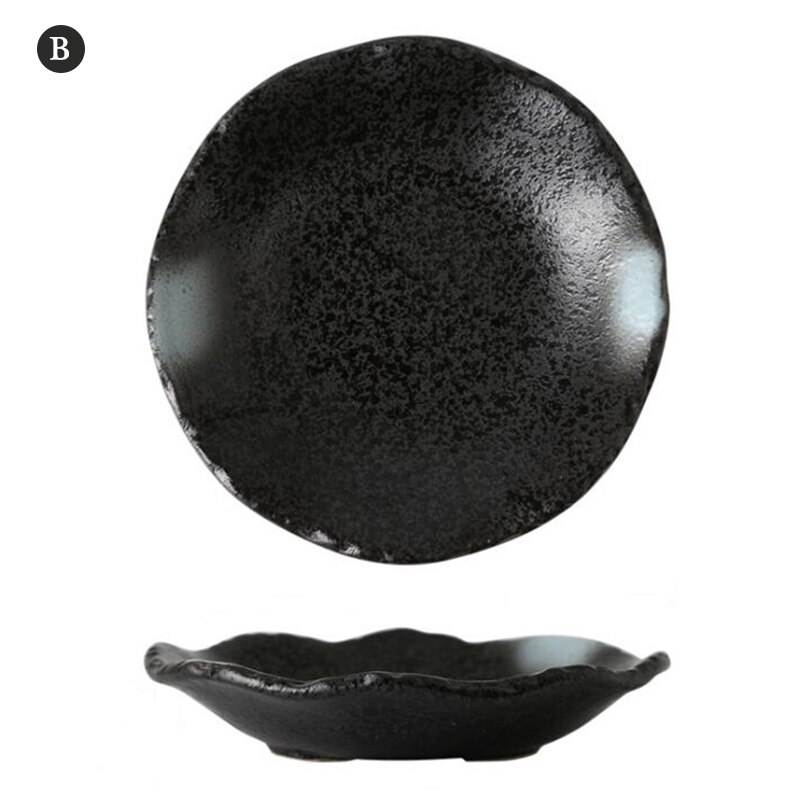Japanse Retro Creatieve Keramische Ronde Plaat Restaurant Bestek Thuis Sushi Snack Schotel Steak Westerse Platen Praktische Servies: Type B