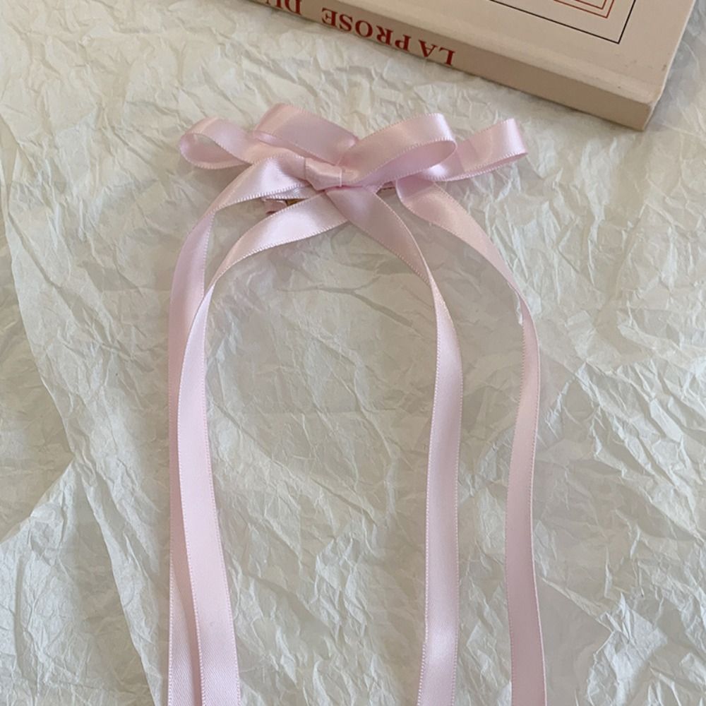 Strik Haarclip Satijnen Lint Bobby Pin Effen Hoofdband Vlechten Haar Tool Schattig Ballet Lente Haarspeldjes Kawaii Haarspelden: YELLOW