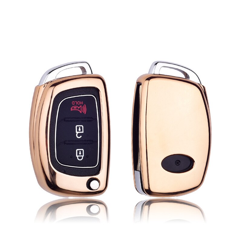 Bilstyling nyckelfodral för hyundai elantra  ix25 ix35 sonata tucson accent nyckelskalsskydd biltillbehör: Guld-