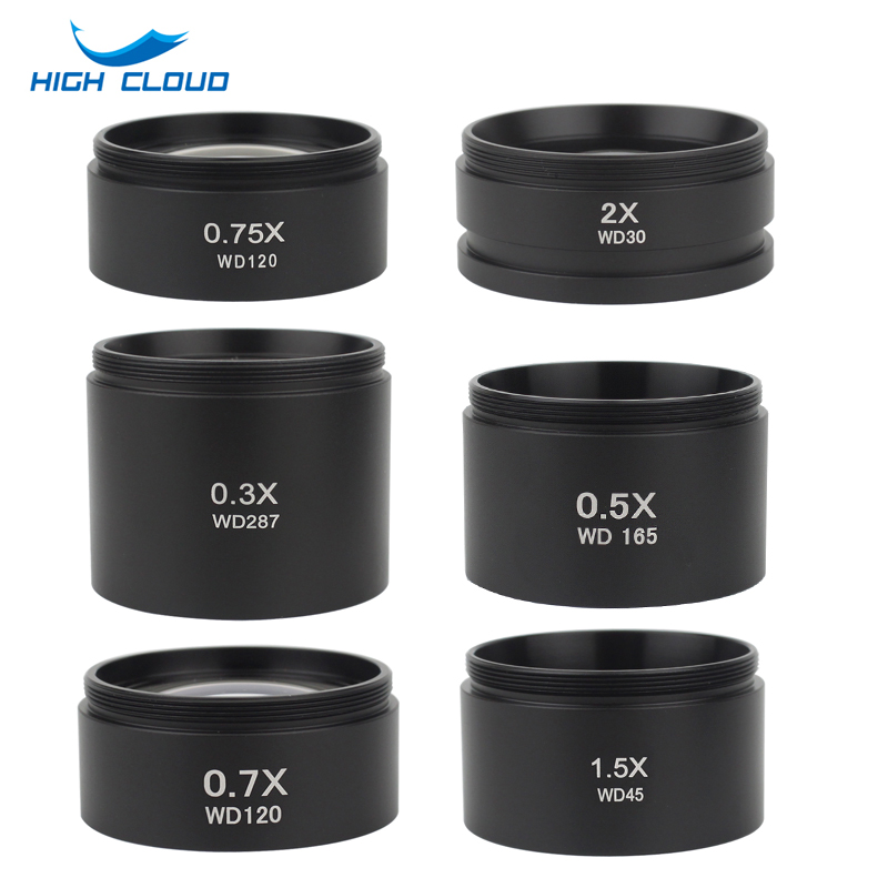 WD165 0.5X 0.7X 0.75X 1.5X 2.0X Auxiliary Objectief Draad 48Mm Barlow Glas Lens Voor Stereo Trinoculaire Microscoop