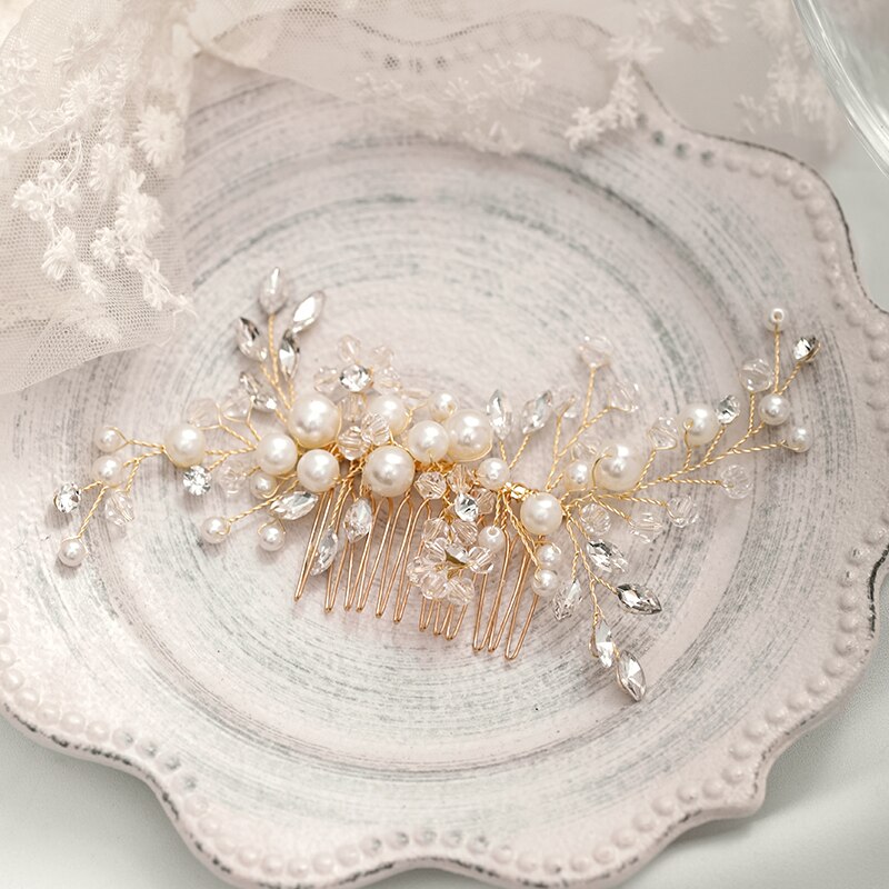 Parel Haar Kam Hoofdbanden Bruid Haar Ornamenten Golden Leaf Wedding Hoofdbanden Met Kam Parel Vrouwen Accessoires Haar Sieraden