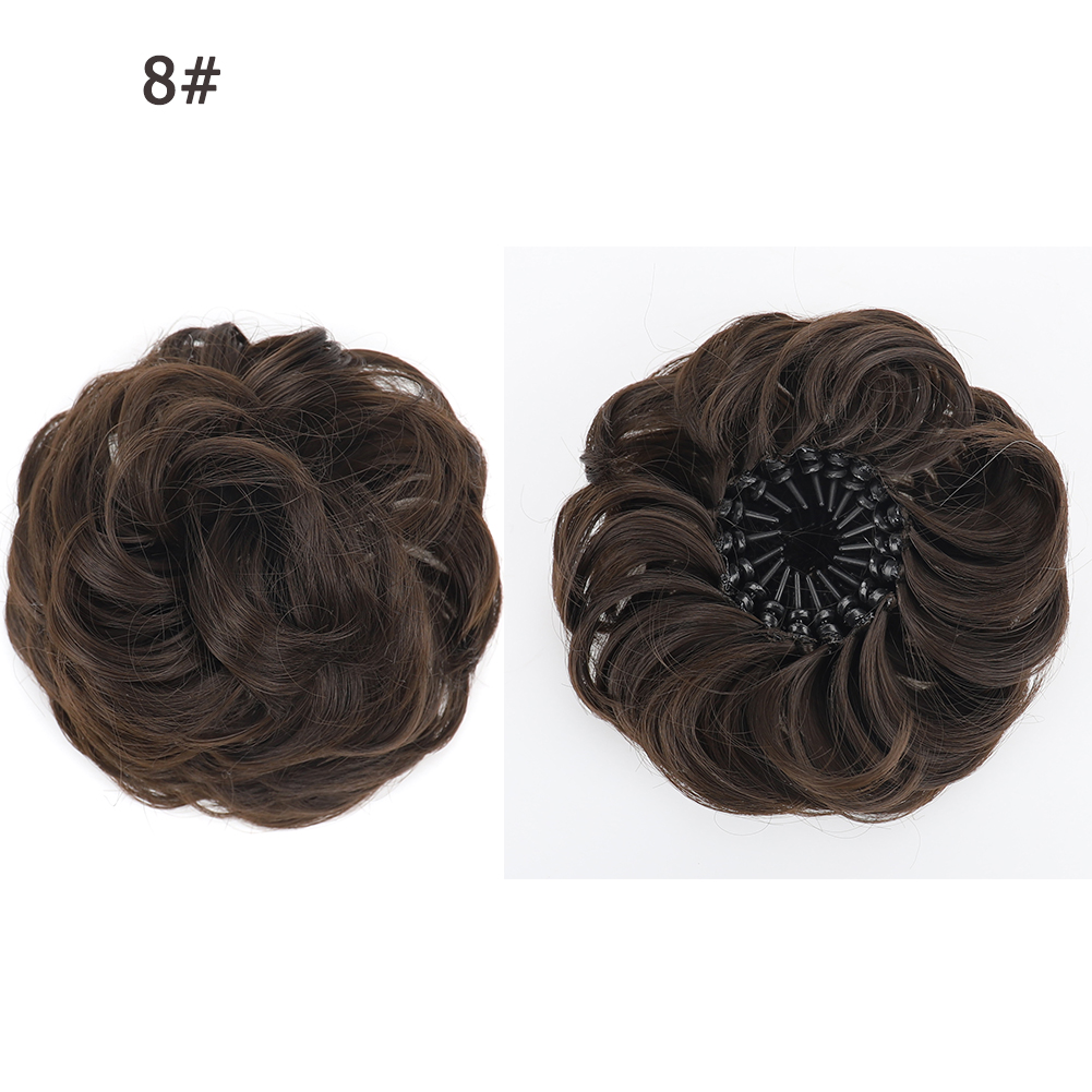 Nueva pieza de pelo de moño desordenado, moño esponjoso sintético en forma de Nido de Pájaro, extensiones de moño de pelo rizado ondulado retráctil para mujeres y niñas: #8