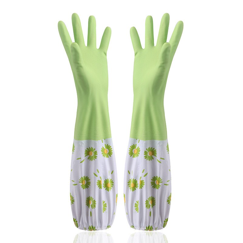 Daisy Kitchen Dishwashing Gloves Women Thick Latex Washing Clothes Waterproof Plastic Housework Durable Dishwashing Gloves: light green / M