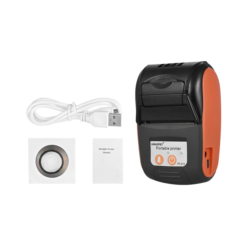 GOOJPRT PT-210 Portable BT Wireless Thermal Printer 203dpi Handheld 58mm Receipt Printer for Retail Stores Factories Logistics: Orange Printer