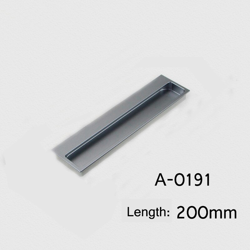 15.75" Black/Gray/Embedded Stealth Door Handle Slotted Drawer cupboard wardrobe hidden door handles sliding door pull: A-0191-200-gray