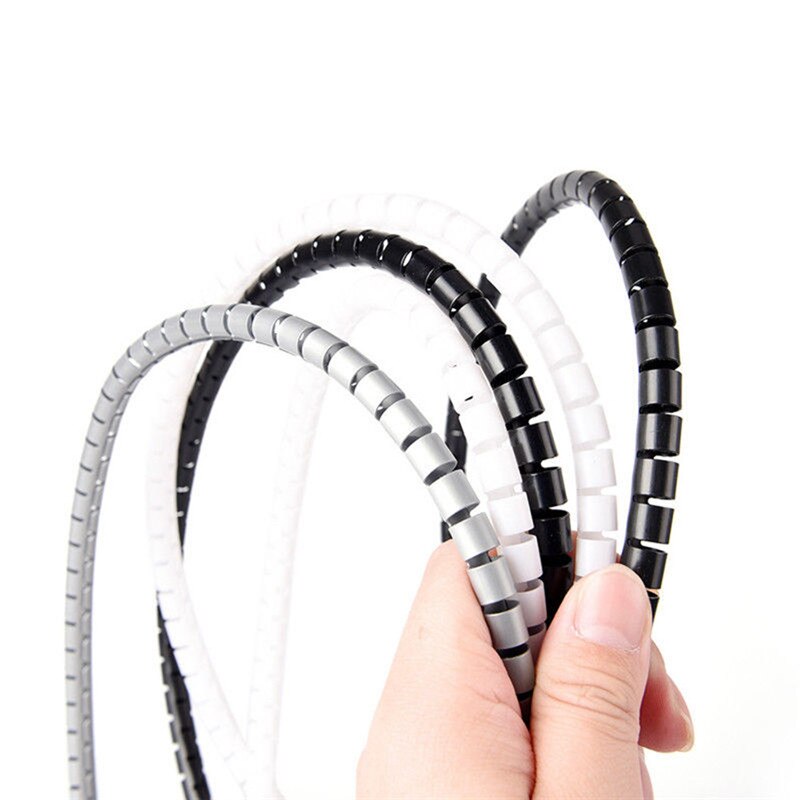1M PC TV 10/25mm Cable Banding Organizer Spiral Wrap Tidy Cord Wire Organizer Line Cable Clip Ties Fixer Fastener Holders