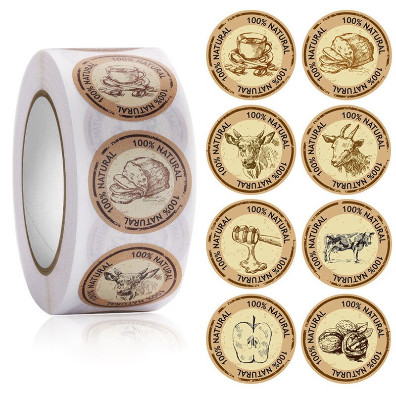 100-500pc Round Milk Tea Cup Thank You Sticker Coffee Shop Sticker Label Baking Cake Sealing Sticker Birthday Party Sticker: E 500PCS