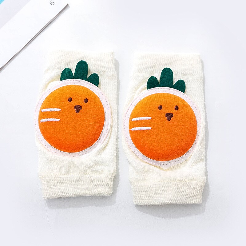 0-3Years Baby Knee Pads Infant Non Slip Crawling Elbow Cartoon Animal Mesh Breathable Kneepads Protector Toddler Safety Cushion: Carrot