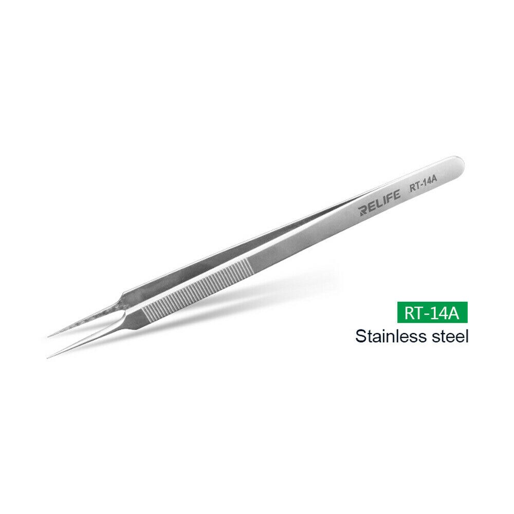 Relife mobile phone repair tweezers RT-14A RT-14SA anti-static high toughness precision fine tip plus anti-skid chip repair