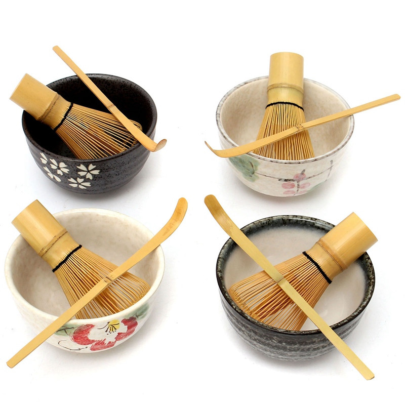 3Pcs Sets Theeceremonie Matcha Keramische Thee Kom Bamboe Thee Scoop Matcha Garde Japanse Theewaar Thee Tool 4 Stijl matcha Kom Set