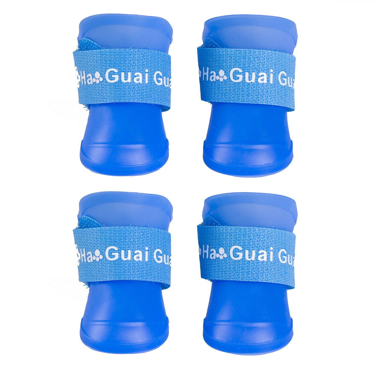 US 4pcs Pet Dog Rubber Rain Boots Anti-slip Waterproof Snow Shoes Paw Protector: Blue / L