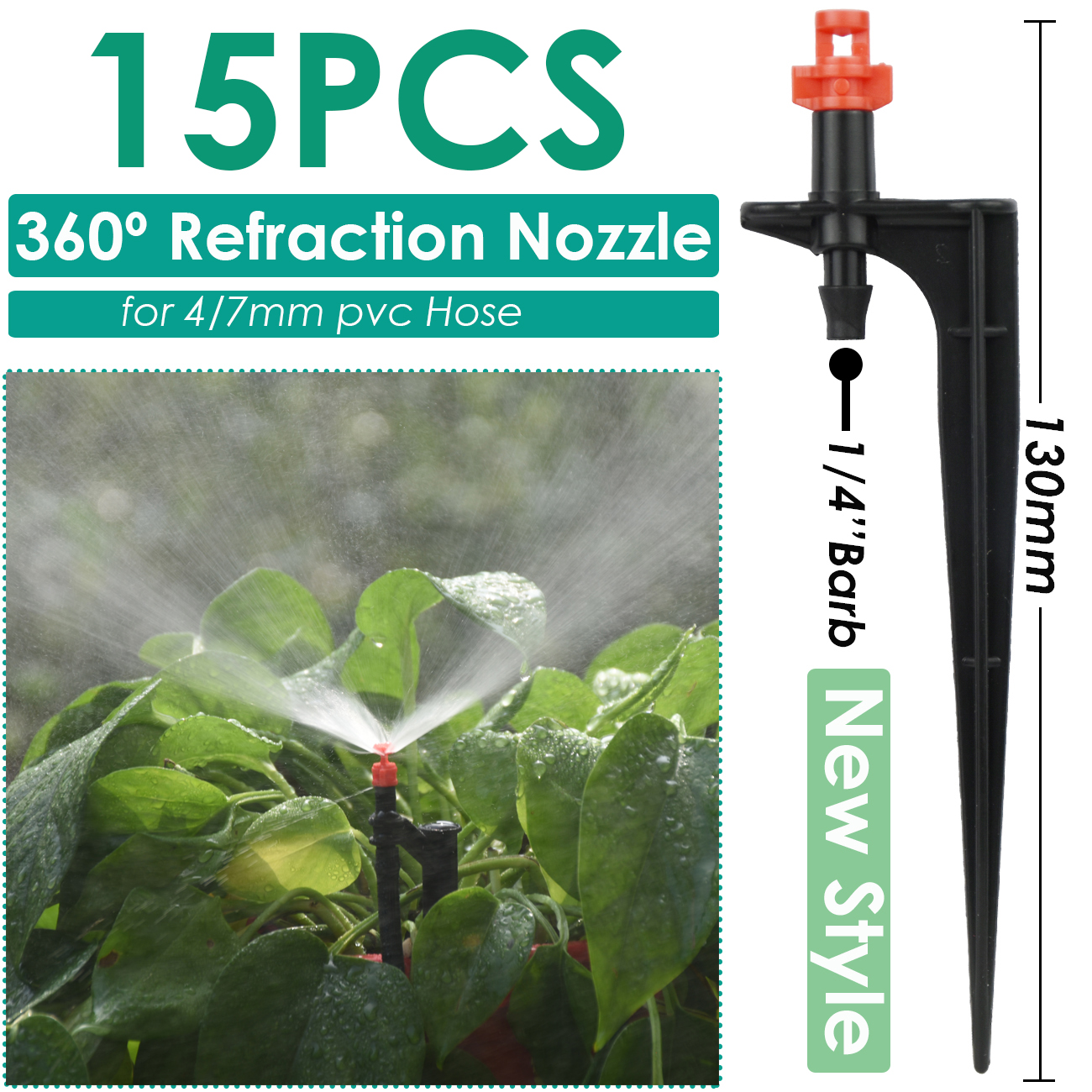 Kesla 15 Pcs Tuin Watering Druppelbuis Sprinkler Verneveling Nozzle Op Stake Druppelaar Invoegen Grond Fit 4/7 Mm slang Kas: Rood