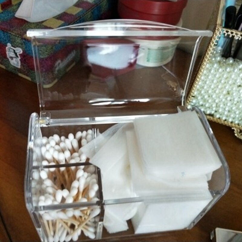 -Dust Proof Cosmetics Organizer For Cotton Acrylic Makeup Box Organizer Storage Containers For Cosmetics Pads Holder With Lid