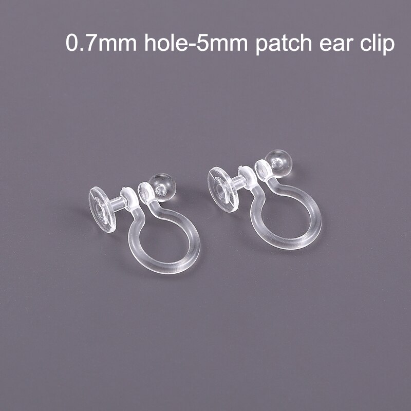 Clips para las orejas de resina transparente para mujer, aretes perforados hechos a mano, indoloro, suministros de joyería, 1 par: 1Pair 5T 0.7mm