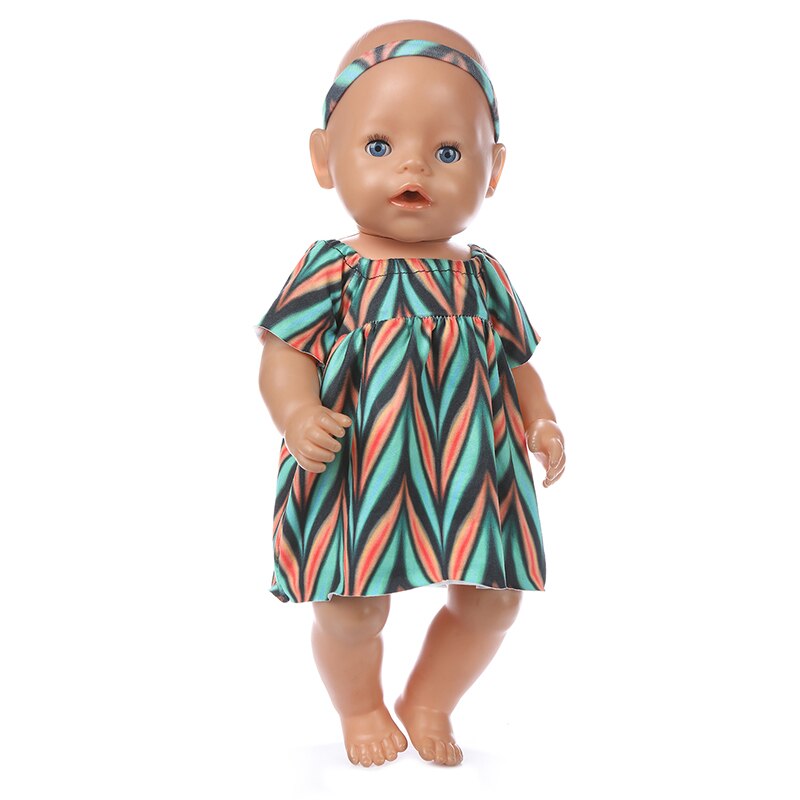 pass 17 tommers født baby 43cm dukke klær tilbehør 3- stykke lue rose kjole til baby bursdag festival: Q -109