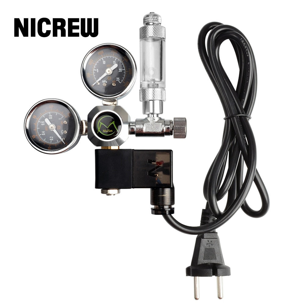 NICREW Aquarium CO2 Regulator Magnetic Solenoid Kit Check Valve Fish Tank Accessories CO2 Control System Reactor Generator Set