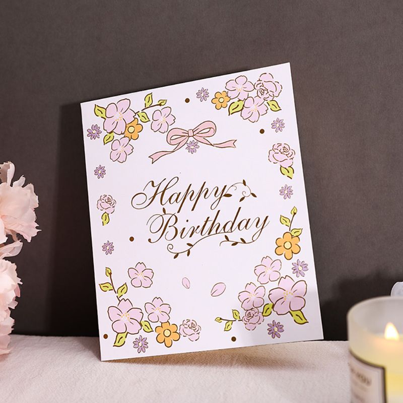 3D Pop-Up Birthday Cake Greeting Card Postcards Invitations with Envelope QX2E