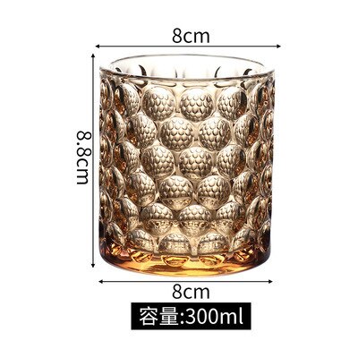 300ml Nordic Relief Pearl Point Whiskey Glass Heat Resistant Lead-free Home Coffee Mug Bar Club Voldka Cocktail Glass Drinkware: Amber 1pcs