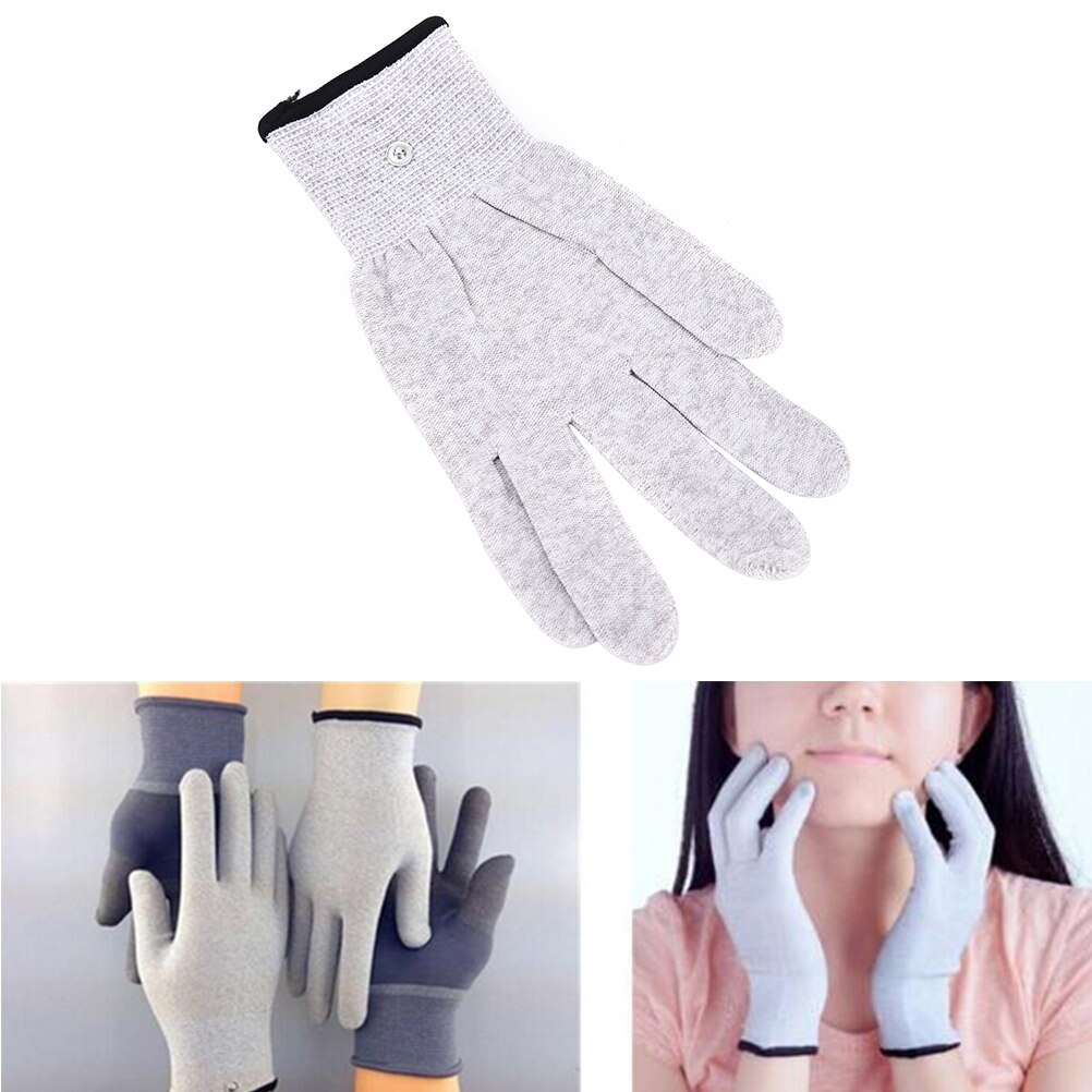 1 Paar Massage Handschoenen Zilver Massage Elektrode Handschoenen Voor Ontspannen Magic Pulse Fiber Geleidende Electro Therapie