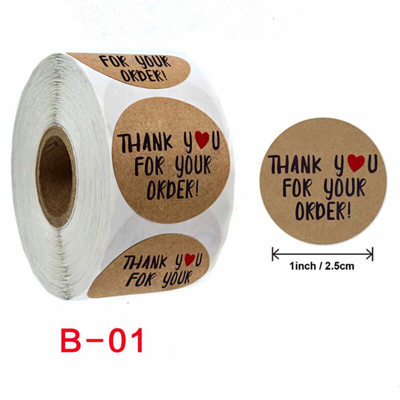 500 Pcs/lot Vintage "THANK YOU"Black Kraft Paper Labels Round and square Sticker Packaging Seal Baking Cards Tools 4 styles