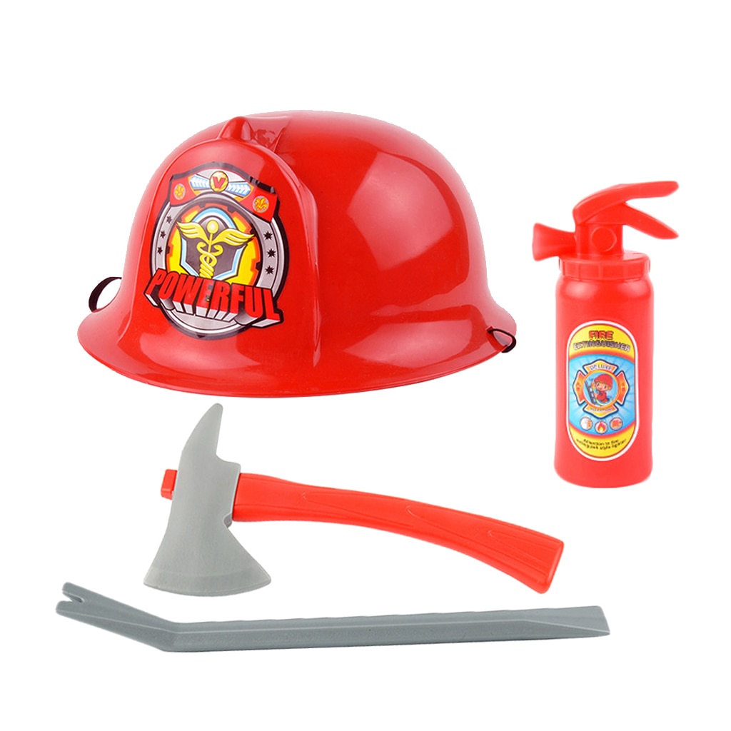 Fireman Helmet with Pretend Play Tools Halloween Fancy Dress Set For Kids