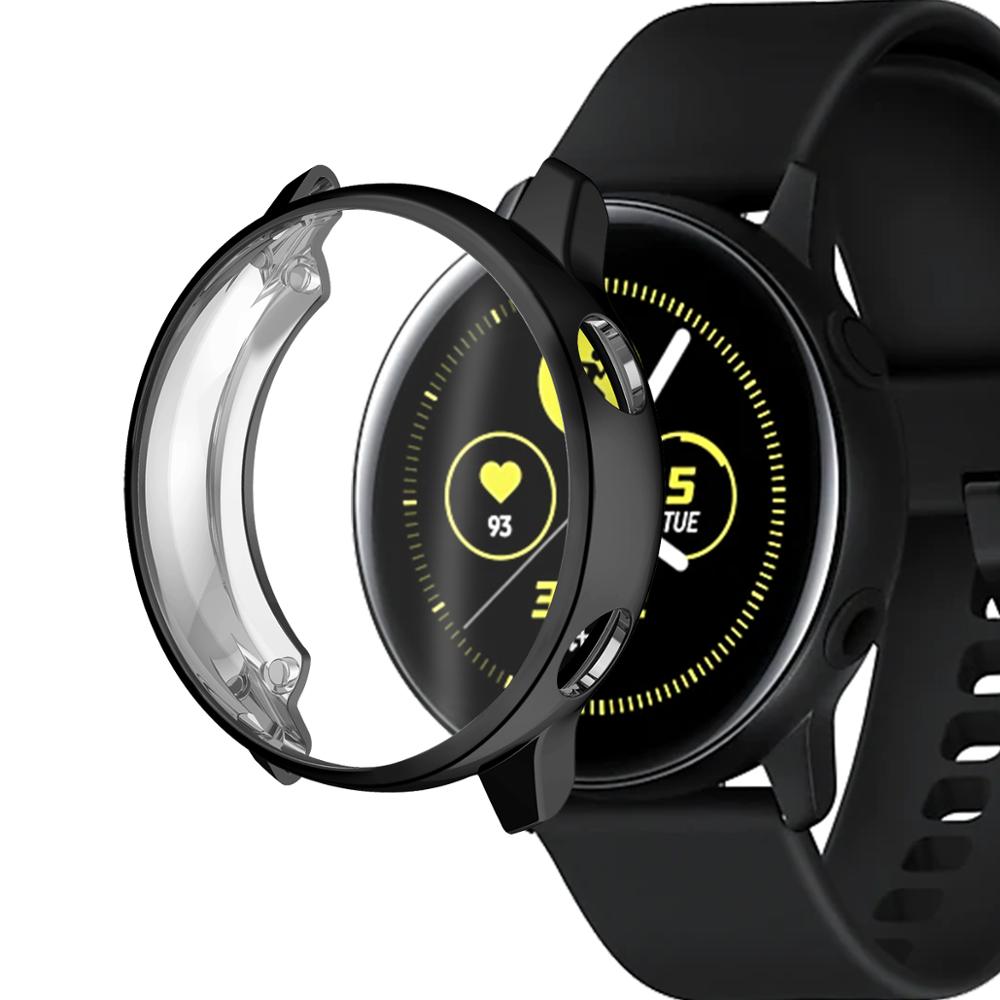 Protective Case Cover active 1 For Samsung Galaxy Watch active 2 44mm 40mm Accessories Cases TPU Full Screen Protector+Case: Black / active 1 40mm