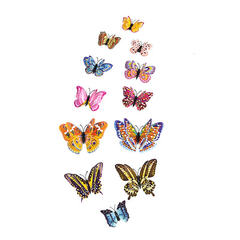12 Stck leuchtend Schmetterling 3d Zauberstab Aufkleber Hause Dekorationen für Schlafzimmer Wohnzimmer Kinderzimmer