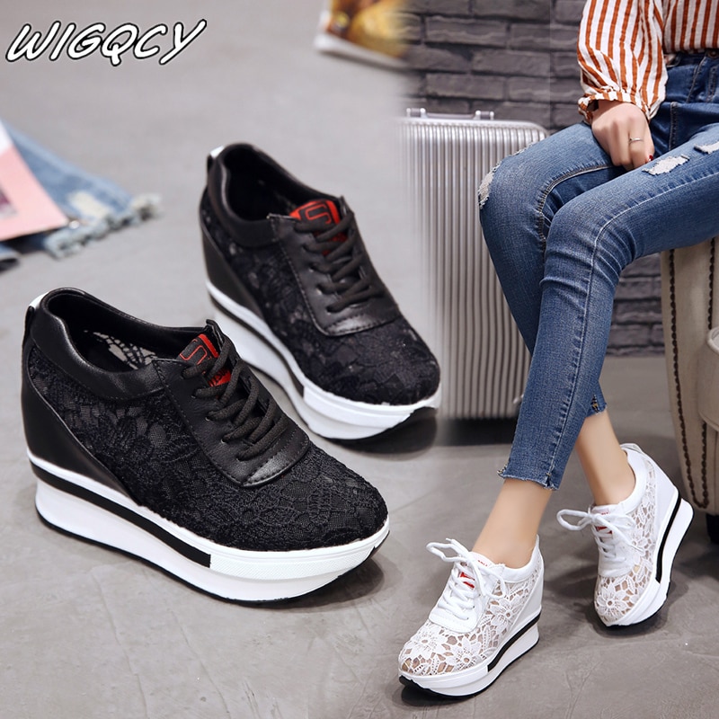 Rea sommar spets andas sneakers dam skor bekväma casual kvinna plattform wedge skor