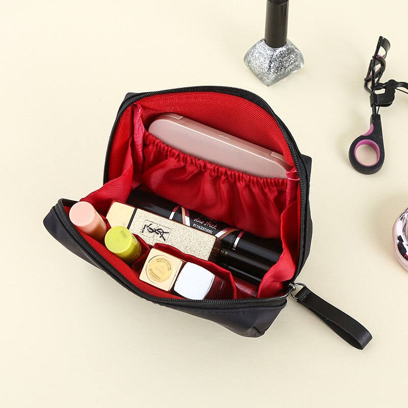 Vrouwen Draagbare Cosmetische Tas Koreaanse Stijl Vrouwen Make-Up Tas Pouch Toilettas Waterdicht Make Organizer Case 1Pc: BlackRed