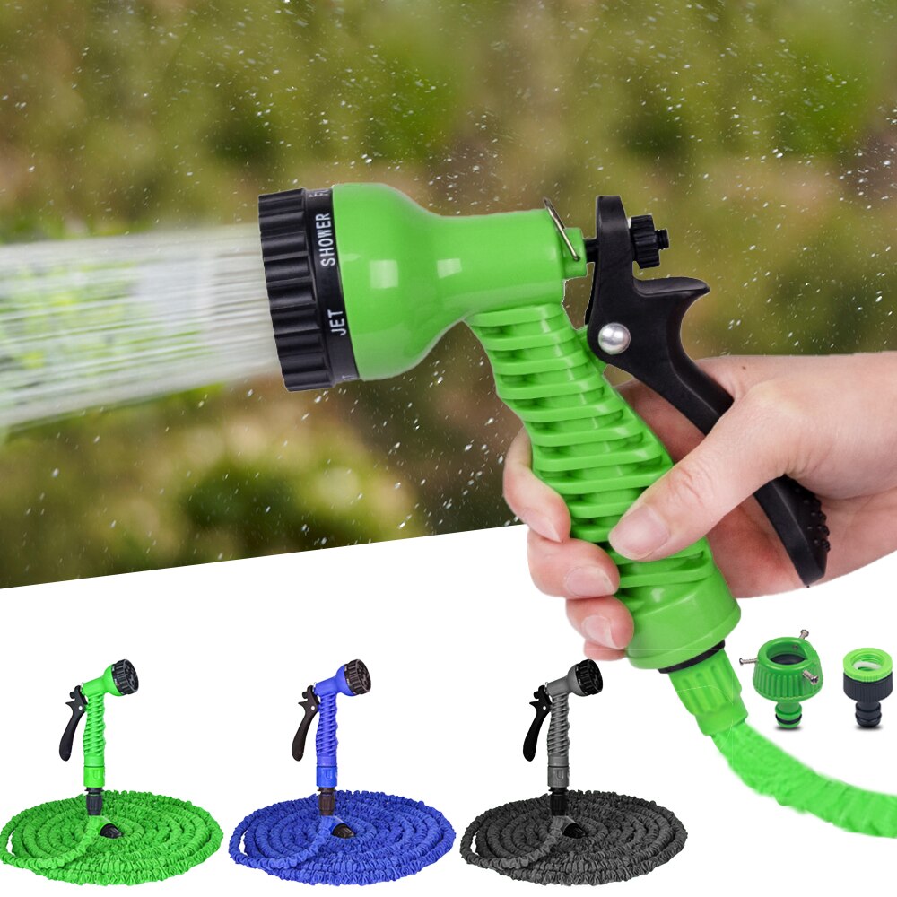 25ft hageslange uttrekkbar magisk fleksibel vannslange plastslanger rør med sprøytepistol til vanning bilvask sprøyte grønn