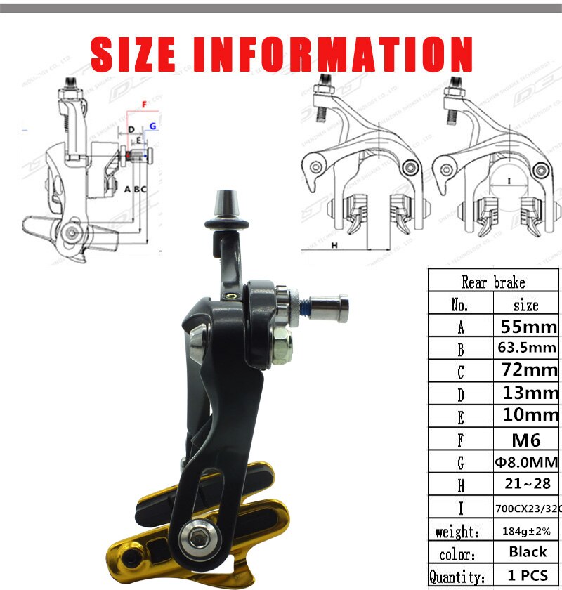 Fixed gear Bike CNC shoe Road cycling Bicycle C Brake shoes Caliper Set 55-72MM long arm caliper c clip Accessories: Rear brake
