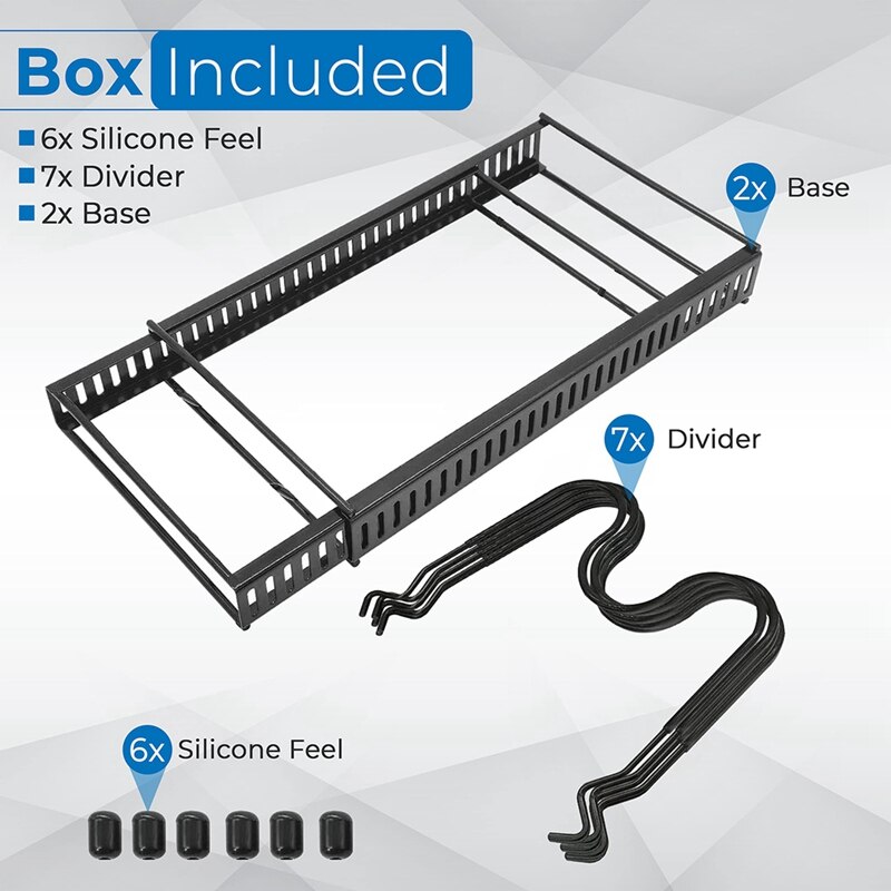 Expandable Pan Rack Organizer,Kitchen Cookware Pantry Cabinet Storage Rack with 7 Expandable and Adjustable Compartments
