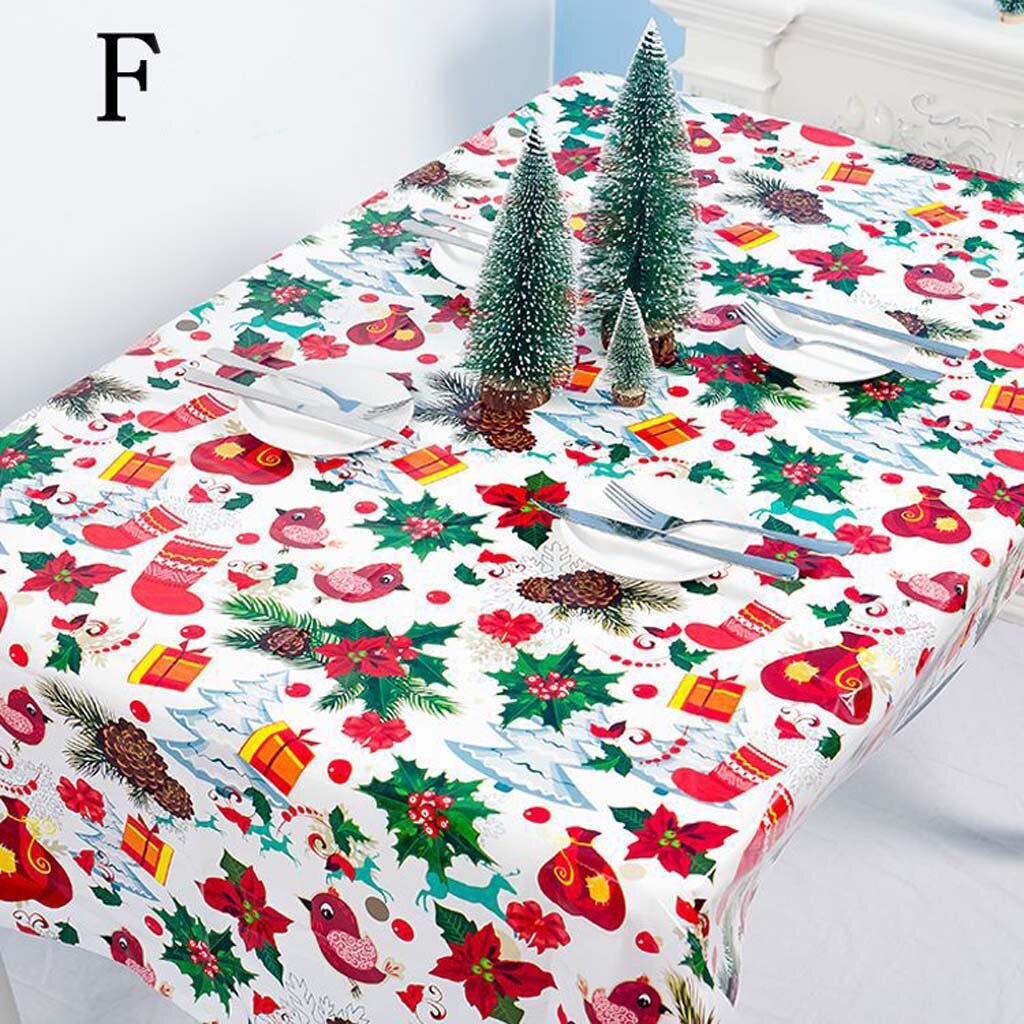 25# Christmas Tablecloth Disposable Merry Christmas Rectangular Printed PVC Cartoon Tablecloth 110*180cm Table Dust Cove: F