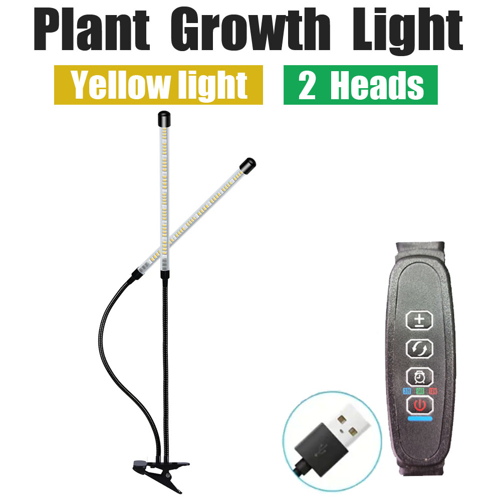 Lámpara de luz LED para cultivo de plantas, sistema de cultivo hidropónico de espectro completo para invernadero, accesorios de interior, luz amarilla para plantas, USB00: Blanco