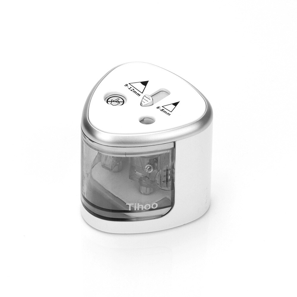 2 löcher Elektrische Bleistift Spitzer Batterie Betrieben Bleistifte Schnelle und Scharf Automatische Anspitzer Büro Cutter Schreibwaren: Silber