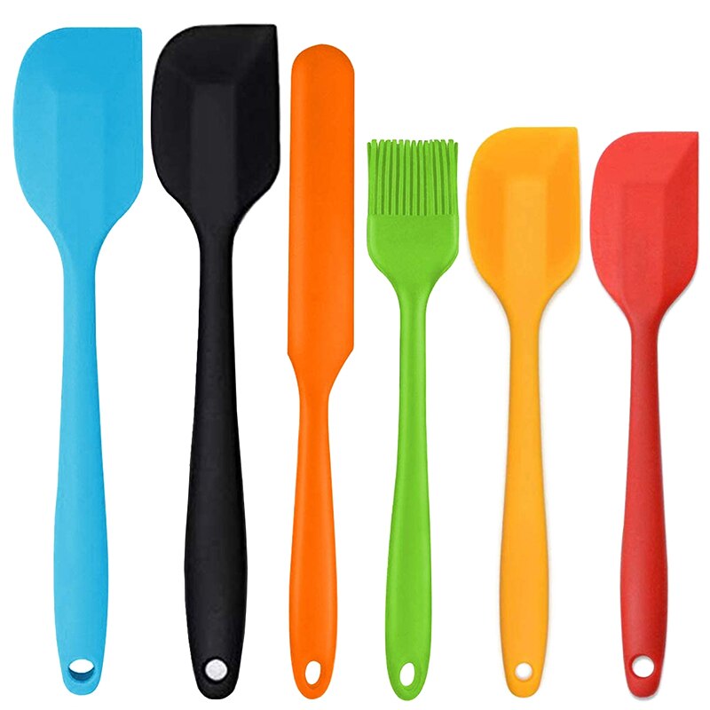 Silikone spatel sæt gummi varmebestandig non-ridse fleksibel spatel nonstick køkkengrej med stærkt rustfrit sæt  of 6