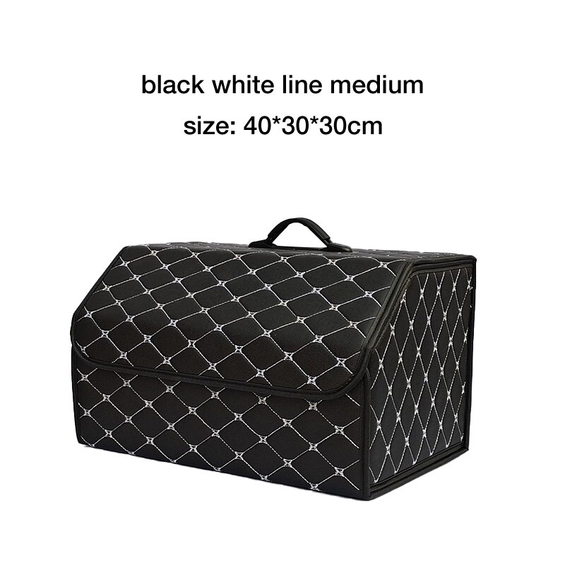 Multipurpose Collapsible Car Trunk Storage Organizer With Lid Portable Car Storage Bag Car Trunk Organizer: black white M