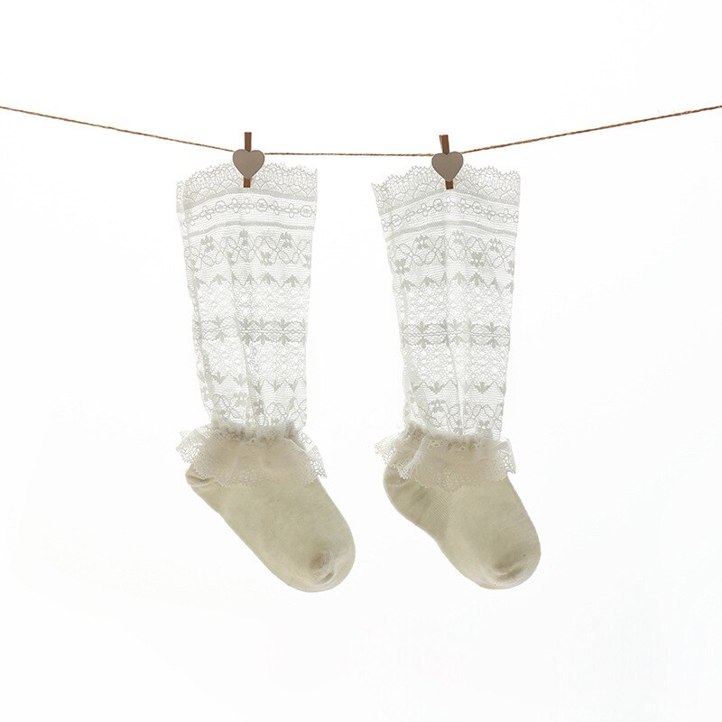 Balleenshiny Sommer Baby Anti-moskito Spitze Baby Socken Dünne Abschnitt Gittergewebe Atmungs Gekämmte Baumwolle freundlicher Mädchen Lange Rohr Knie socken: 6 / 8x18cm Pro 0-6Monat