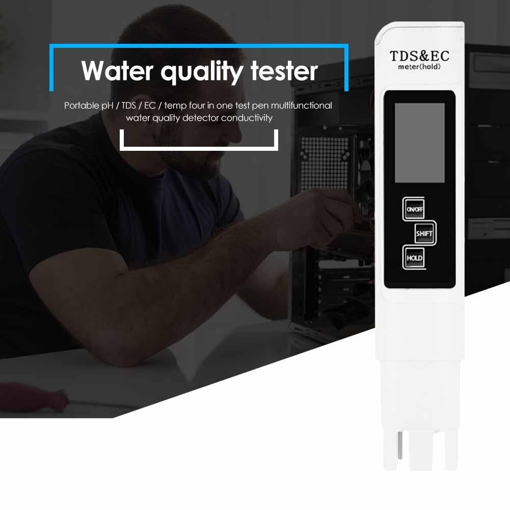 Penna portatile per test dell'acqua LCD digitale 3 in 1 TDS EC con 4 diverse modalità filtro purezza Tester livello acqua