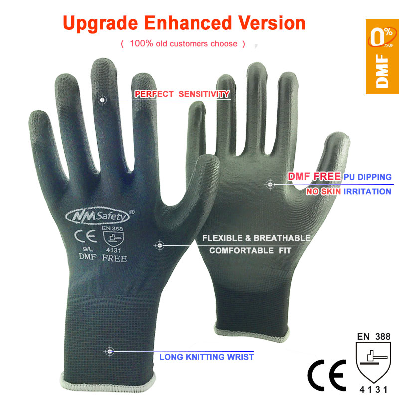 NMSafety guantes de trabajo de , 24 piezas/12 pares, con revestimiento de palma de goma PU, guantes protectores de seguridad