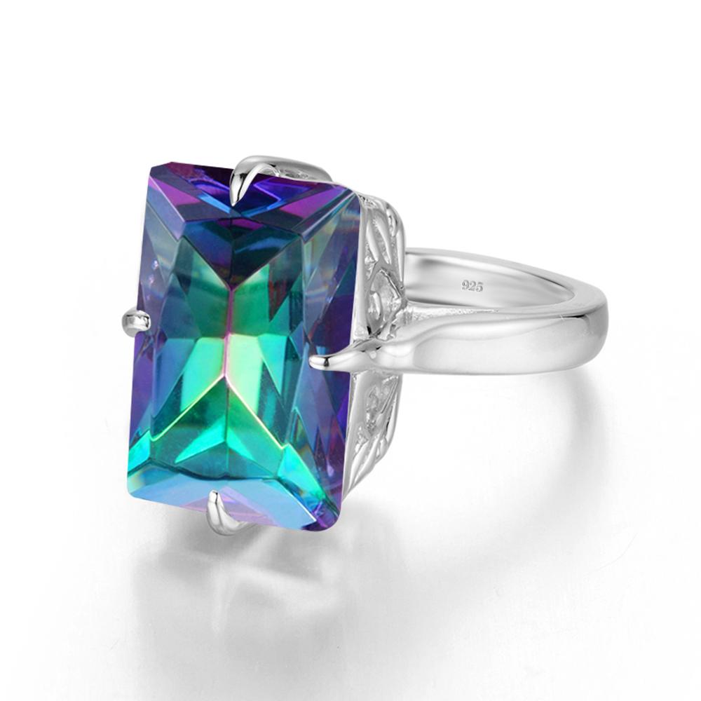 Szjinao silverringar för kvinnor äkta 925 sterling silver regnbågsring mystisk topas flerfärgad punkfestsmycken