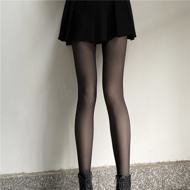 Medias negras de terciopelo para mujer, pantimedias negras con piernas desnudas, artefacto de otoño e invierno, medias gruesas atadas al desnudo