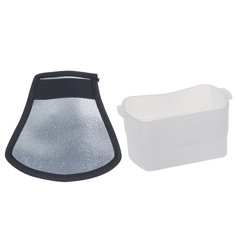 1 Pcs Flash Diffuser Softbox &amp; 1 Pcs Flash Diffuser Zilver/Witte Reflector Zwart Zilver