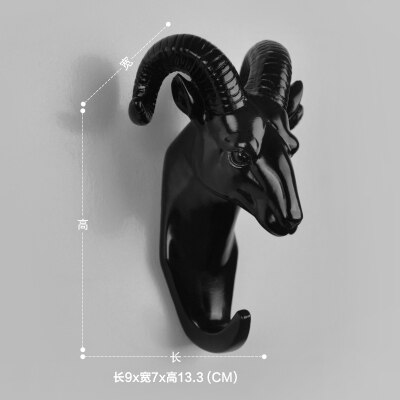 3D dierenkop muur haken Goud Herten muur haak woonaccessoires resin coat hook pared Haken voor badkamer: black goat